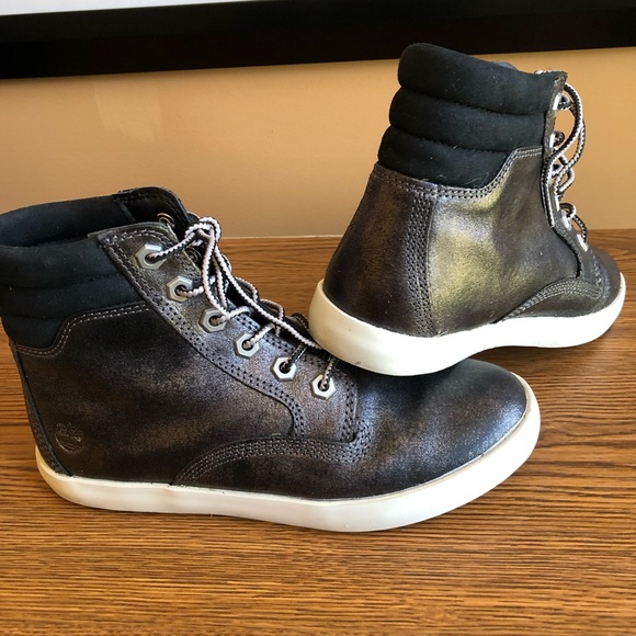 Timberland Black Metallic High Top Leather Sneaker - Picture 13 of 14